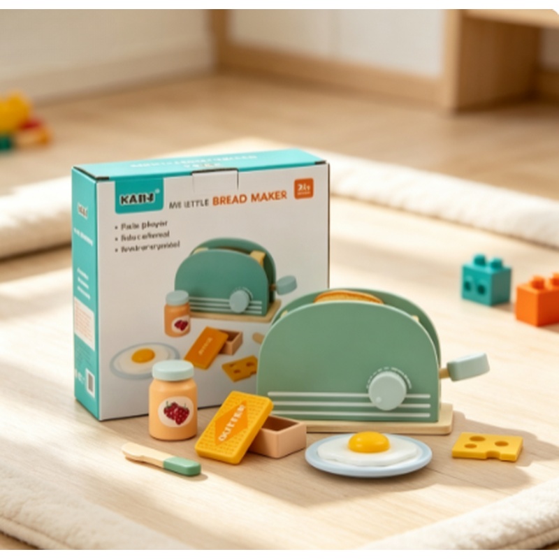 Wooden Simulation Toaster Toy  - Kids Outdoor Kitchen Accessories ulasan dan harga