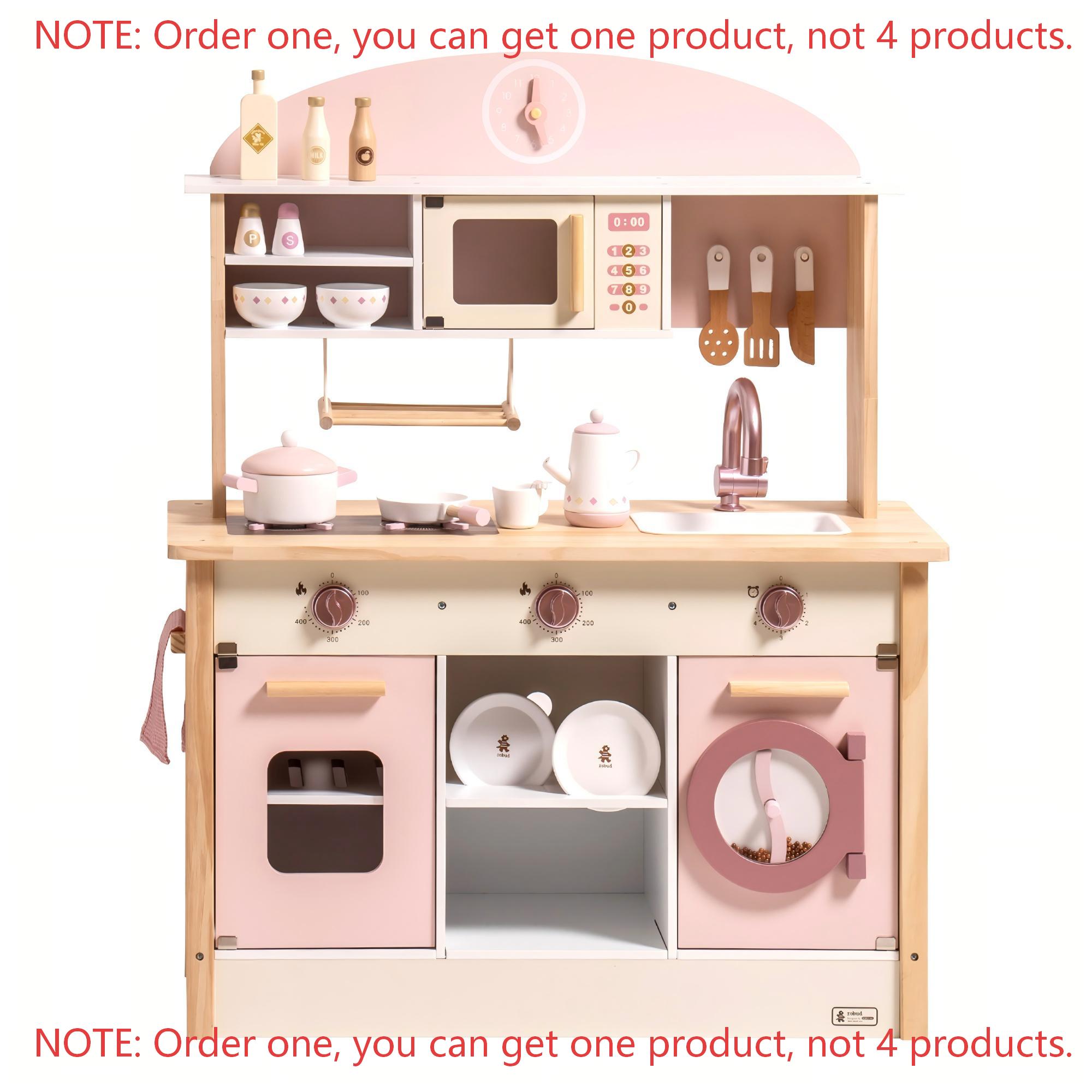 Robud Kids Wooden Pink Play Ki - Kids Outdoor Kitchen Accessories ulasan dan harga