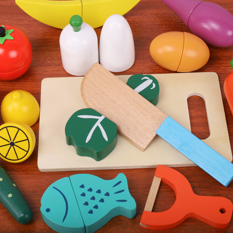 Wooden Fruit Vegetable Cutting - Kids Outdoor Kitchen Accessories ulasan dan harga