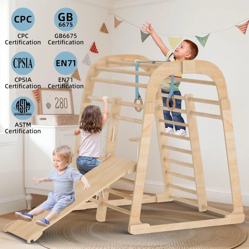 Solid wood children's slide wo - Kids Outdoor Climbing Frame ulasan dan harga