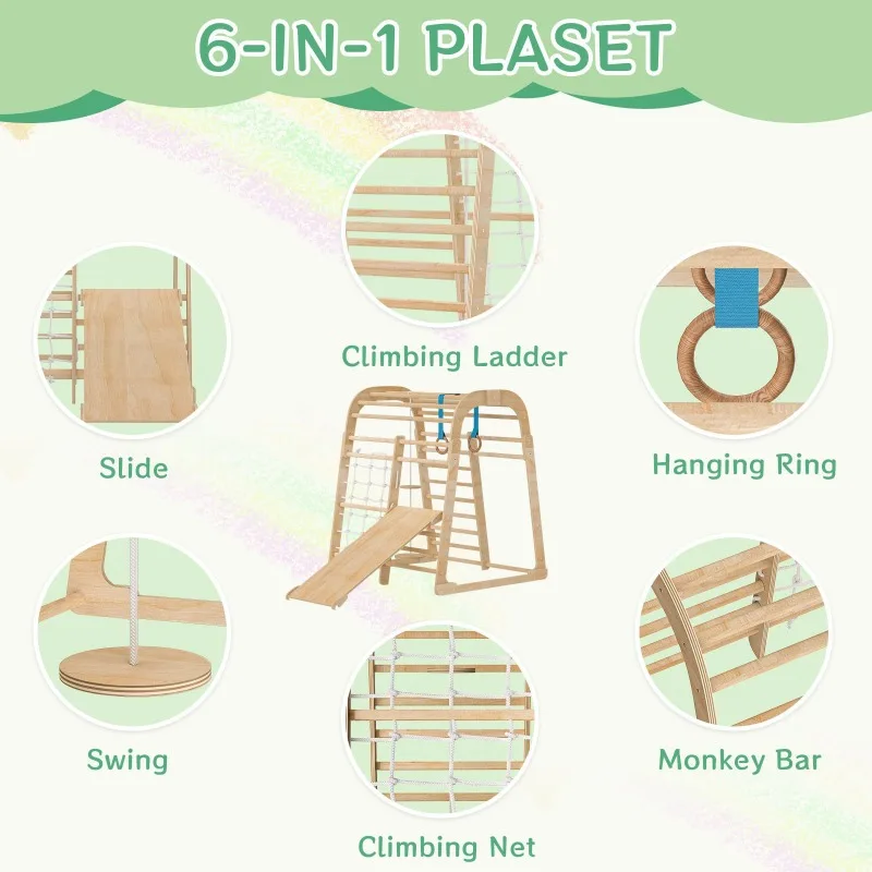 Solid wood children's slide wo - Kids Outdoor Climbing Frame ulasan dan harga