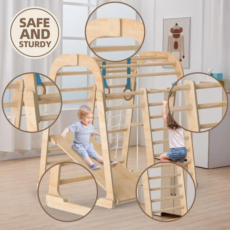 Solid wood children's slide wo - Kids Outdoor Climbing Frame ulasan dan harga
